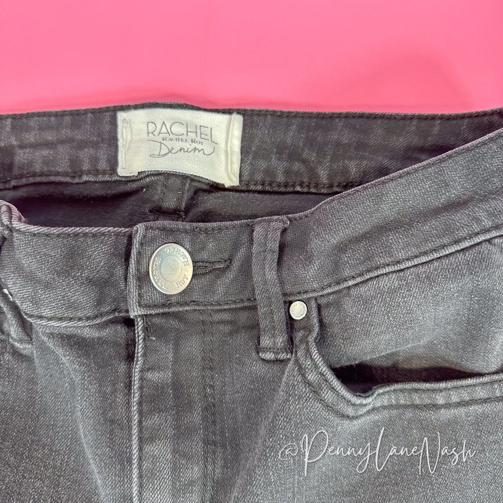 Rachel Roy Skinny High Rise Raw Step Hem Jeans Black - Picture 4 of 8